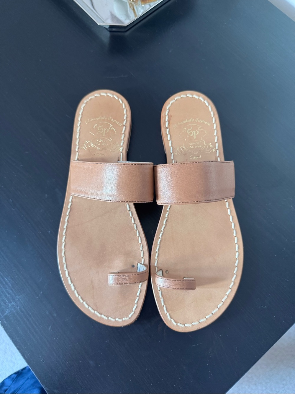 Capri Brown Leather Toe-Ring Sandals